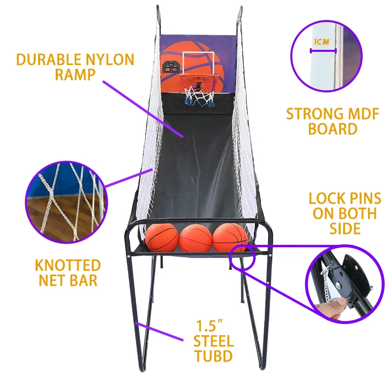 2025 키즈 농구대 아케이드 게임, 미니 샷 농구 아케이드 게임 (실내용, 전자식 점수판 및 응원 음향 효과 포함)