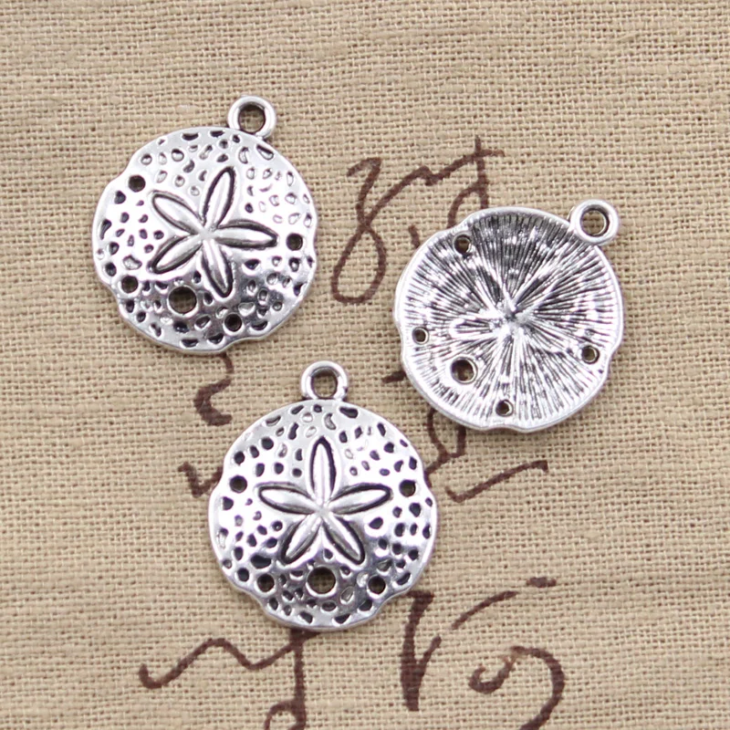 12 pçs encantos concha estrela do mar 25x21mm antigo prata cor banhado pingentes fazendo diy artesanal tibetano cor prata jóias
