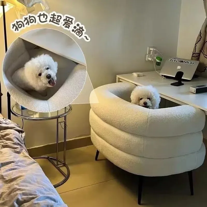 for Single Sofa Chair Lamb Fleece Lazy Sofa Living Room Leisure Chair Premium Dressing Stool with Backrest Lamb Fleece