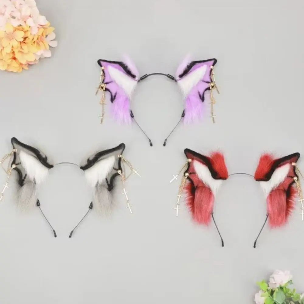 Cute Bat Beast Ears Headband Furry Animal Gothic Headband Faux Furs Reusable Cosplay Headband Stage