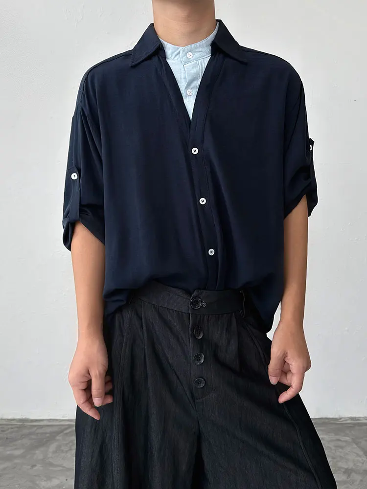 BKYC Neutral Style Long Sleeve Shirt Casual Color Block Stand Collar Multi-Layer Effect Spring Autumn Wear for Youth in China