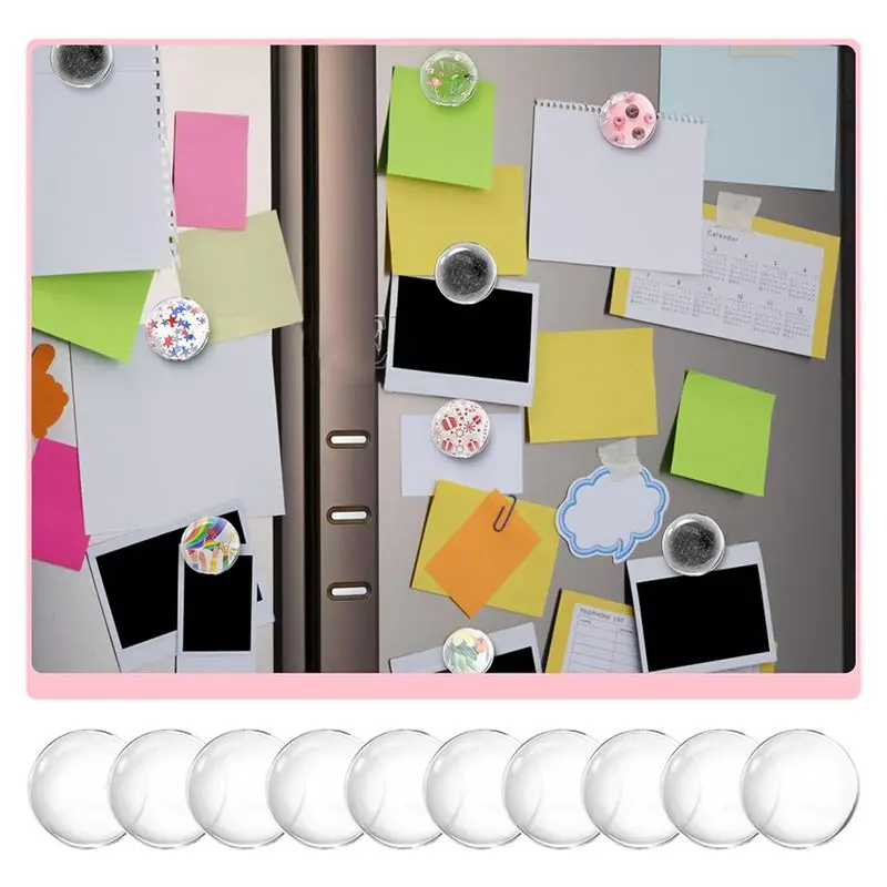 A68P-124Pcs Craft Magnets Glass W Adhesive Backing And Transparent Clear Glass Cabochons DIY Craft Fridge Magnets Sticker