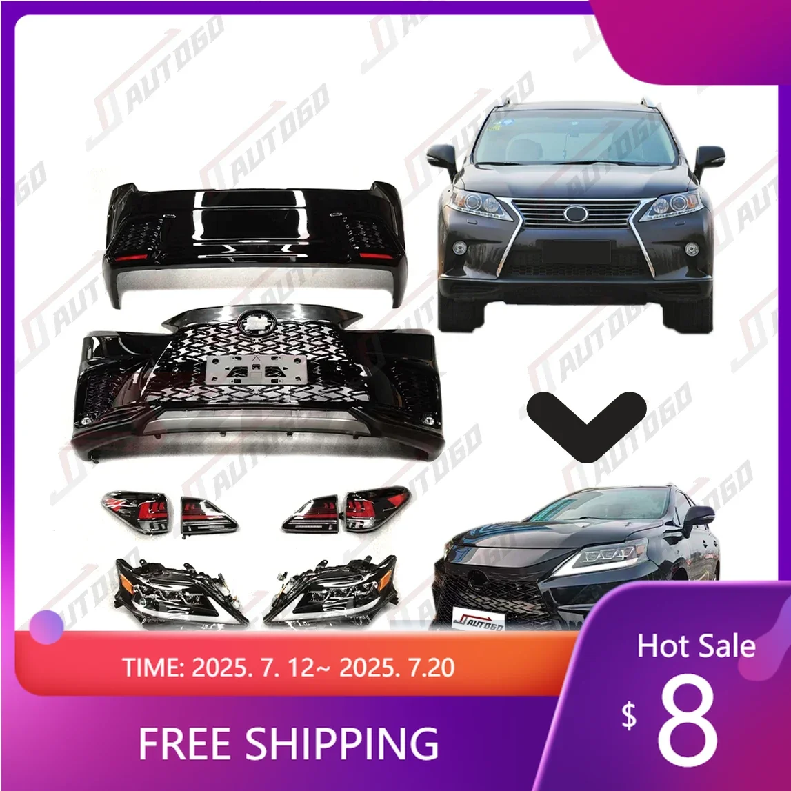 

Car Accessories Conversion for Lexus RX 250 RX270 RX350 RX300 2009 2010 2011 2012 2013 Bodykit Modify to 2023 RX500 Sport Style