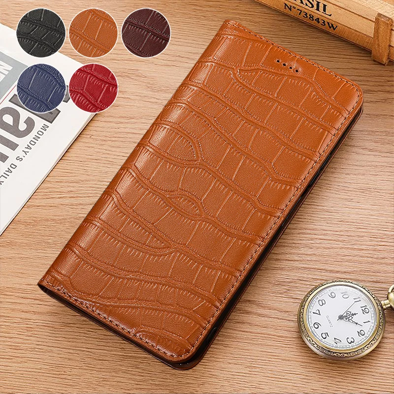 

Genuine Leather Phone Case For Honor Magic 2 3 4 5 6 7 8 Pro Lite Crocodile Belly Pattern Of Flip Wallet Cover Case Cowhide