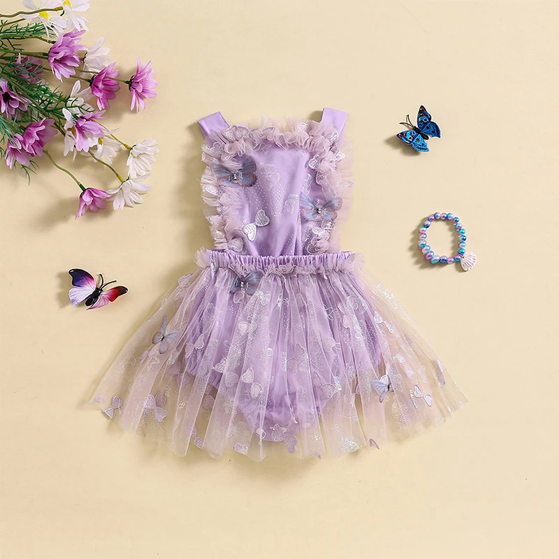 

Toddler Baby Girls Tulle Rompers Dress Sleeveless Backless Tutu Skirt Hem Infant Party Jumpsuits