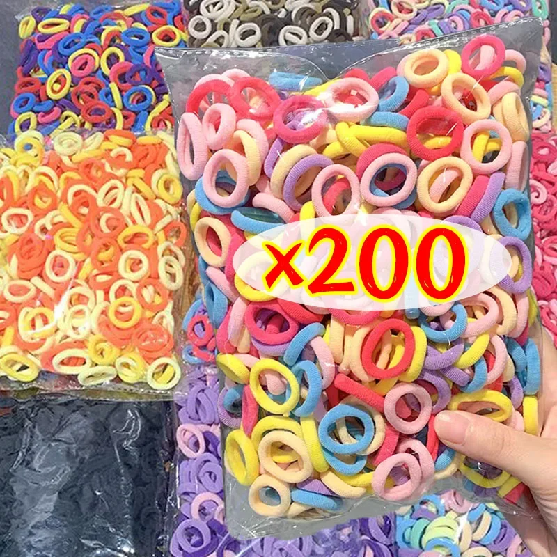 

200 шт., нейлоновые разноцветные резинки для хвоста