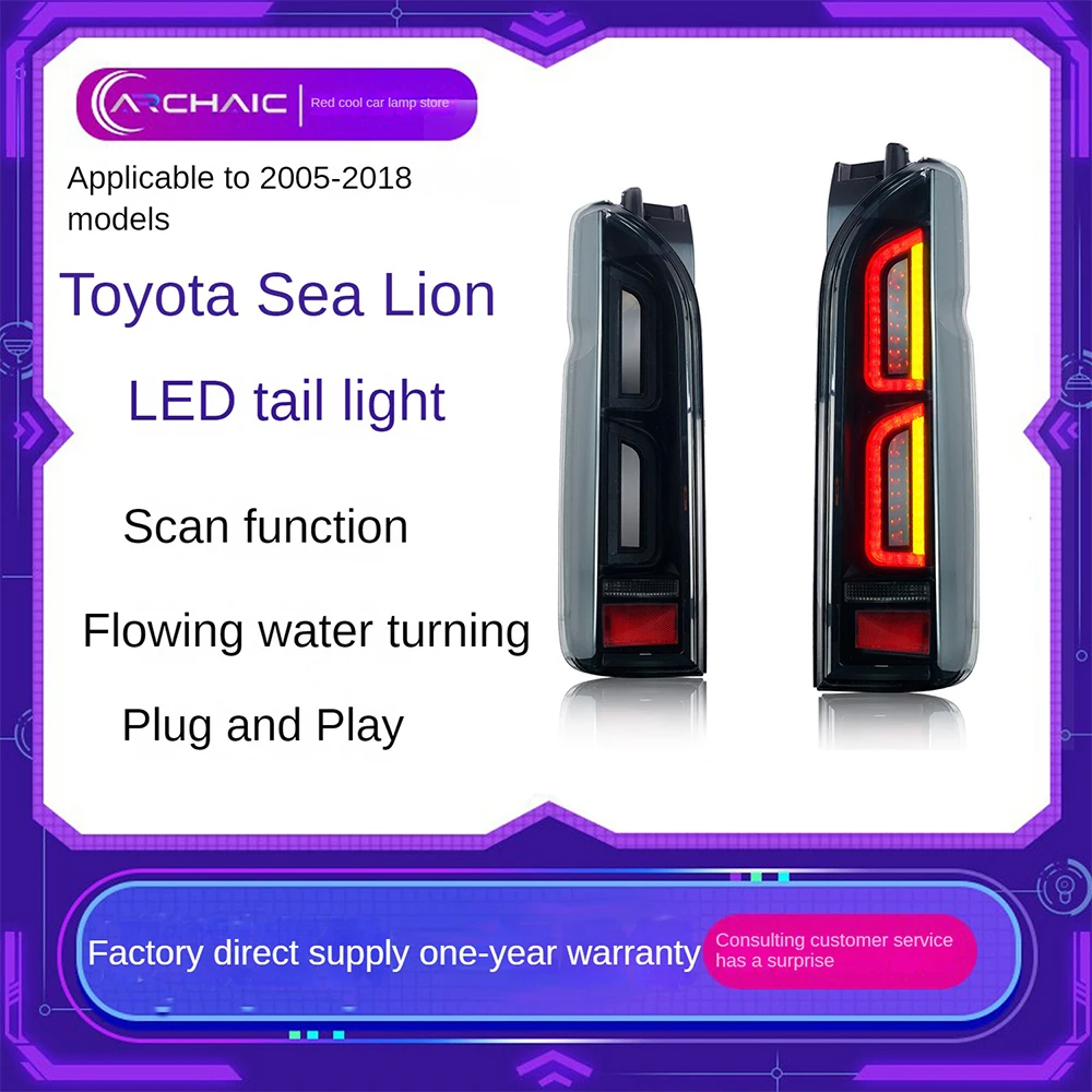 For The Sea Lion taillight assembly is suitable for the 05-19 Toyota Hiace full LED flowing turn signal taillights