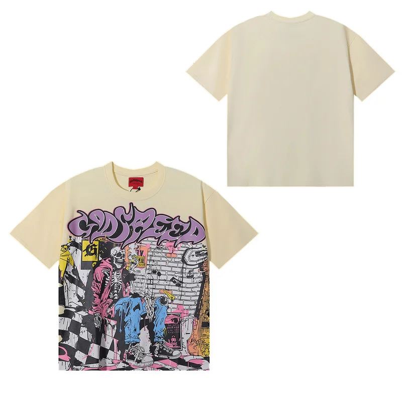 

Летняя повседневная уличная одежда Godspeed с принтом черепа fiti, свободная хлопковая футболка ort Sve, дышащая, удобная