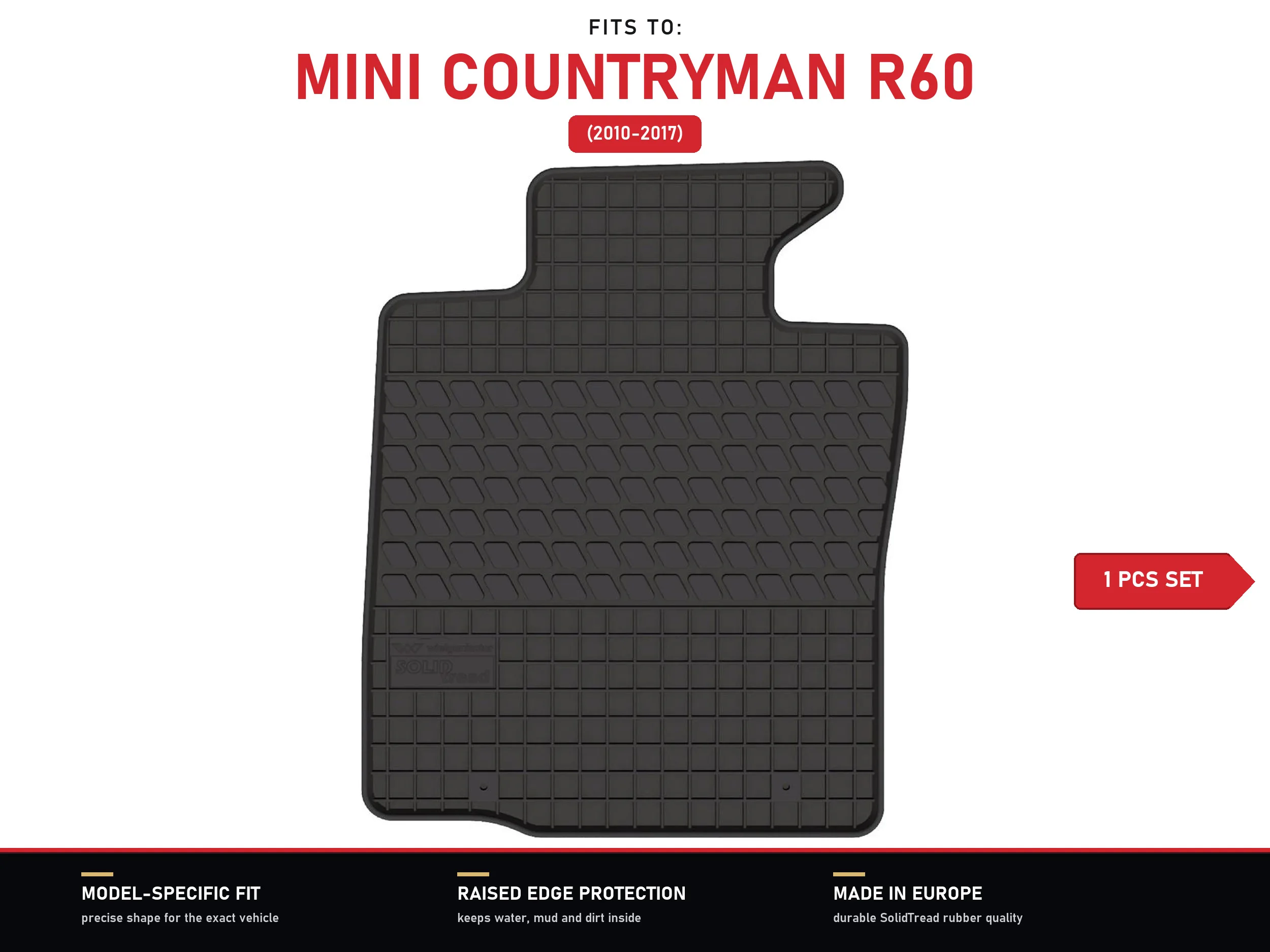 Rubberen vloermat voor bestuurderszijde voor: Mini Countryman R60 2010–2017 hatchback