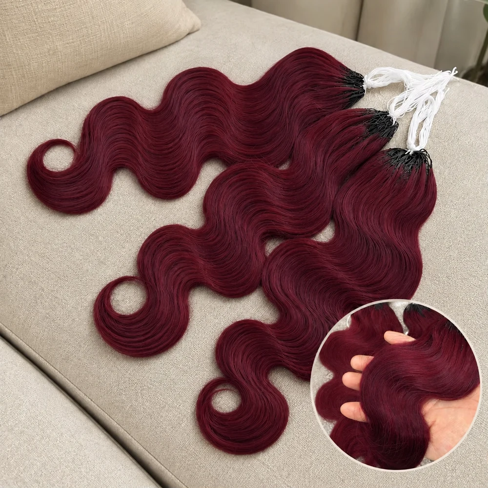 Luxury 99J Burgundy Crochet Human Hair Body Wave Extensions Feather Miracle Knots Knotless Pre Separated Invisible Braiding Hair For Women view 5