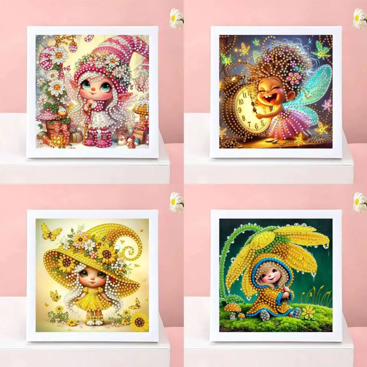 

New puzzle cartoon cute elf diamond painting, children's handmade DIY semi-finished decorative painting, girls' holiday birthday