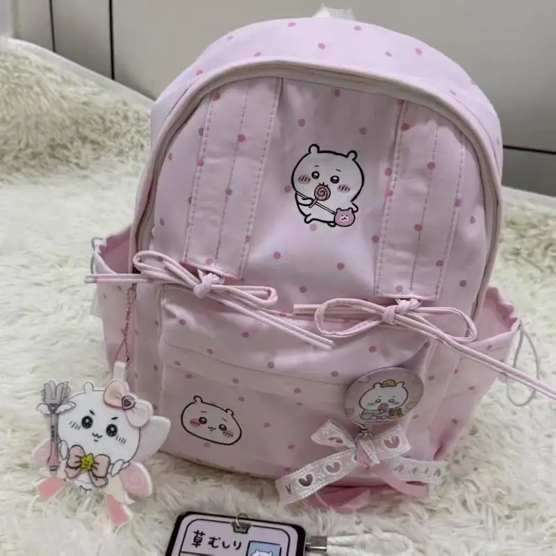Student Large Capacity Cute Velvet Anime Backpack Hachiware Embroidery Usagi Chiikawa Schoolbag Cartoon Travel Bag Storage