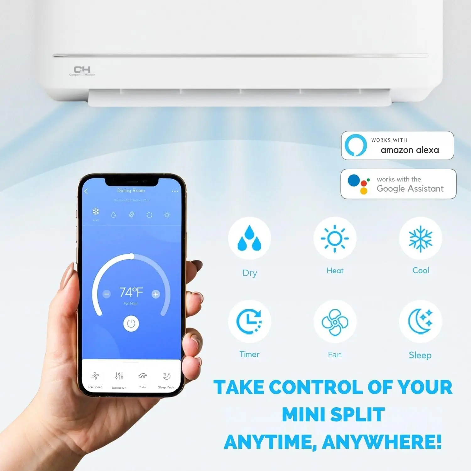 MIA Series, Mini Split Air Conditioner and Heater, 12,000 BTU, 115V, 20.8 SEER2, Wall Mount Ductless Inverter Heat Pump System