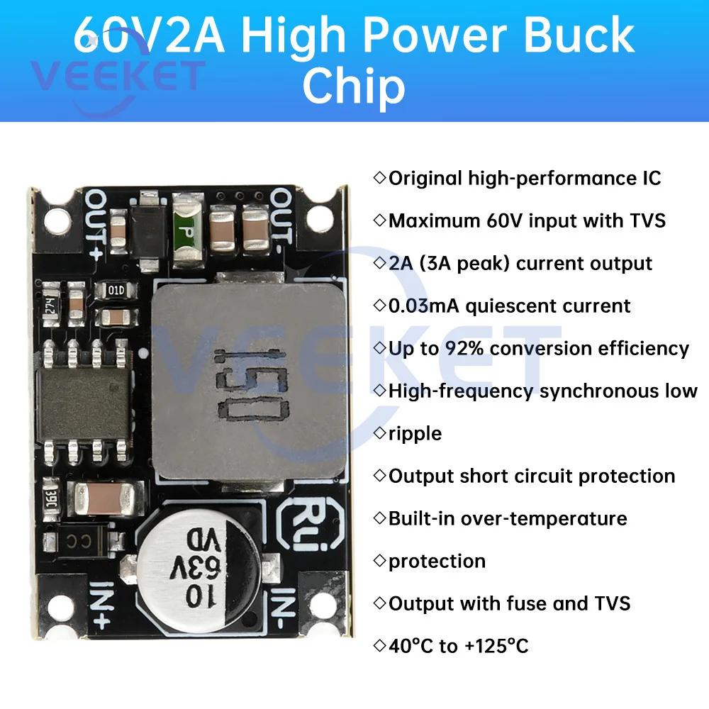 Módulo reductor de DC-DC DC5-60V a DC3.3V DC5V DC12V módulo reductor conversión de energía Mini módulo regulador adaptador de corriente