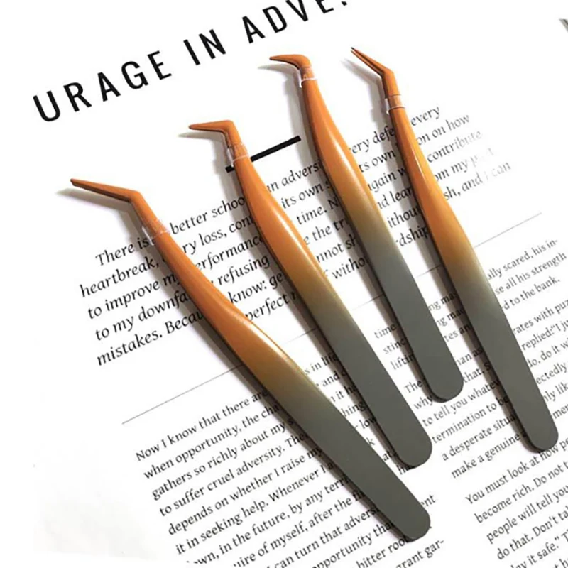 1 Pcs Eyelash Tweezers Eyelash Extension Supplies Tool Gradient Eyelash Extension Tweezers Stainless Steel 3D Precise Clip