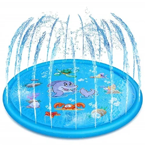 Imagen 2 del producto 100/170cm niños inflables salpicaduras de agua juego piscina-alfombrilla de aspersor redonda al aire libre divertido patio almohadilla de pulverización de agua para niños diversión de verano