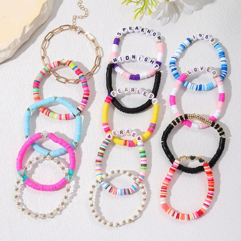 14pcs Taylor Friendship Bracelet Swift TS Clay Beads Music Album Collection Friendship Bracelets for Eras Tour Fans Lover