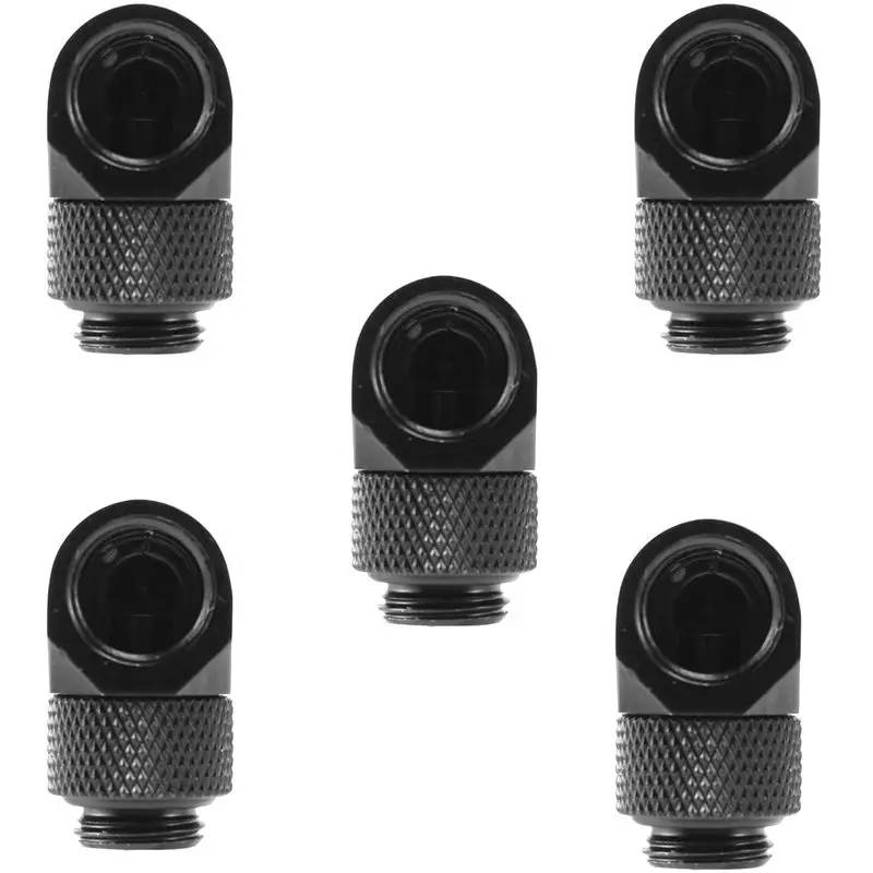 Ingenious-5Pcs 12.9Mm G1/4 Thread 90 Degree Rotary Tube Connector Fitting For Pc Water Cooling Black