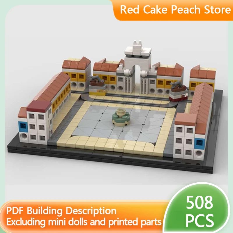 

Модель городской улицы MOC, конструктор из строительных блоков, Лиссабон, Прада-ду-Коммерсио, модульная технология, детские праздничные подарки, игрушки для сборки, набор