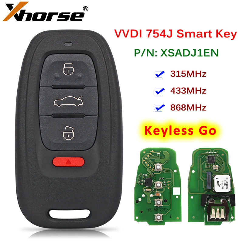 

Xhorse XSADJ1GL VVDI 754J смарт-ключ 315/433 МГц для Audi A6L A7 Q5 A4L A8L 868-2013 с 3/4 кнопками