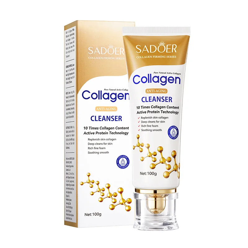 SADOER-Colágeno Ósseo Limpador Facial, Anti Rugas, Firmas Clareia, Linhas Finas, Limpeza Profunda, Limpador Suavemente, Cuidados Com A Pele