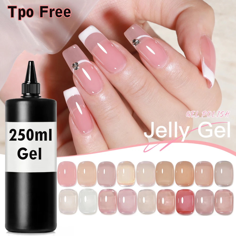 

250 мл Молочно-белый гель-лак для ногтей с розовым оттенком, прозрачный, полуперманентный, УФ-гель для снятия, в наборе для повторного заполнения