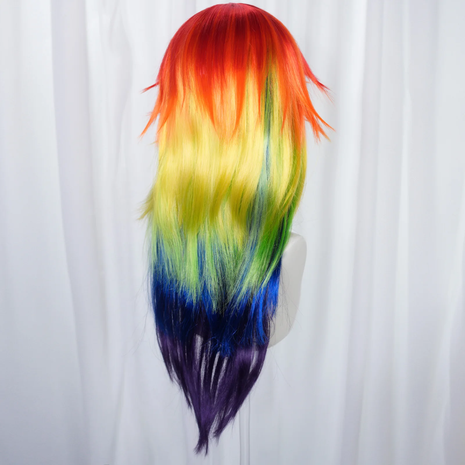 Multicolor Rainbow Cosplay Wig - Spiky Layered Synthetic Hair for Anime Character Costume & Party Dress-Up