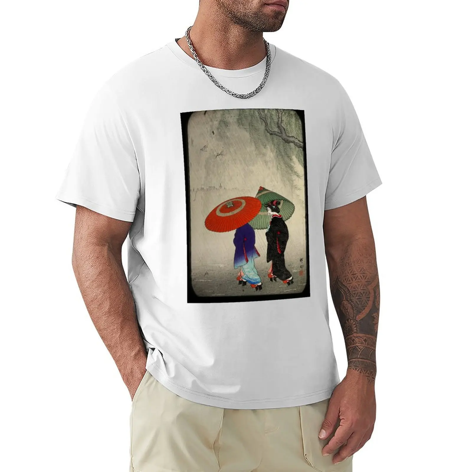 

Two Women In The Rain T-shirt kawaii clothes heavyweights tops men clothing