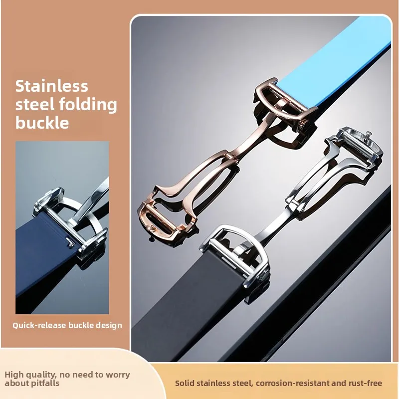 For Santos Cartier WSSA0009 WSSA0018 19mm 21mm Quick Release Fluororubber Watch Strap Men Sports FKM Watchband Folding Buckle