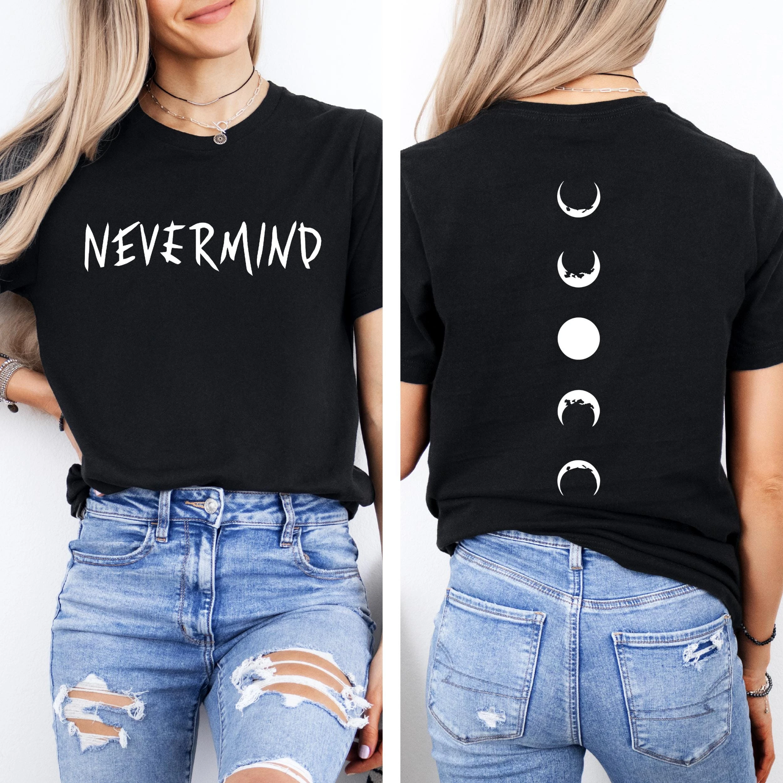 Nevermind Tattoo Moon Phase Shirt Korean Celebrity Tattoo T-shirt with Multiple Colors To Choose From