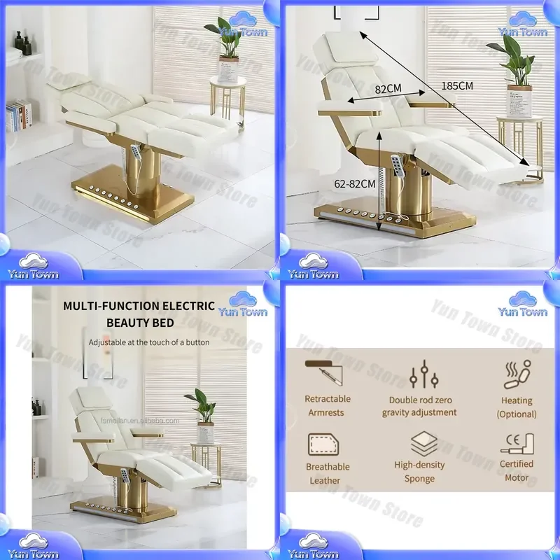 Electric Height Adjustable Massage Table for Leisure Facilities Facial Beauty Nail Salon European Style Metal Beauty Bed for