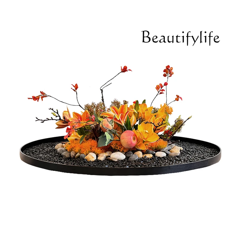 

Hotel Round Table Turntable Middle Ornamental Flower Table Flower Swing Chinese Light Luxury Emulational Flower Decoration