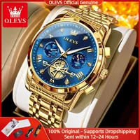 OLEVS, reloj de marca de lujo para hombre, diseño clásico de volante a escala romana, fase lunar, reloj de cuarzo resistente al agua para hombre, Original 2856