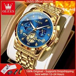 OLEVS Luxury Brand Men's Watch Classic Roman Scale Flywheel Design Moon Phase Waterproof Quartz Watch for Men Original 2856