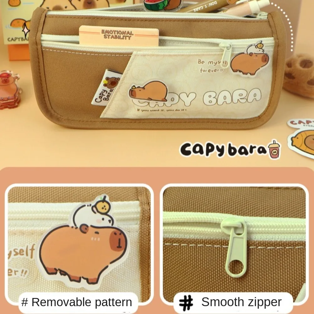 Oxford Capybara Pencil Case No Fading Large Capacity Capybara Pen Pouch Kawaii Funny Capybara Pencil Bag Stationery