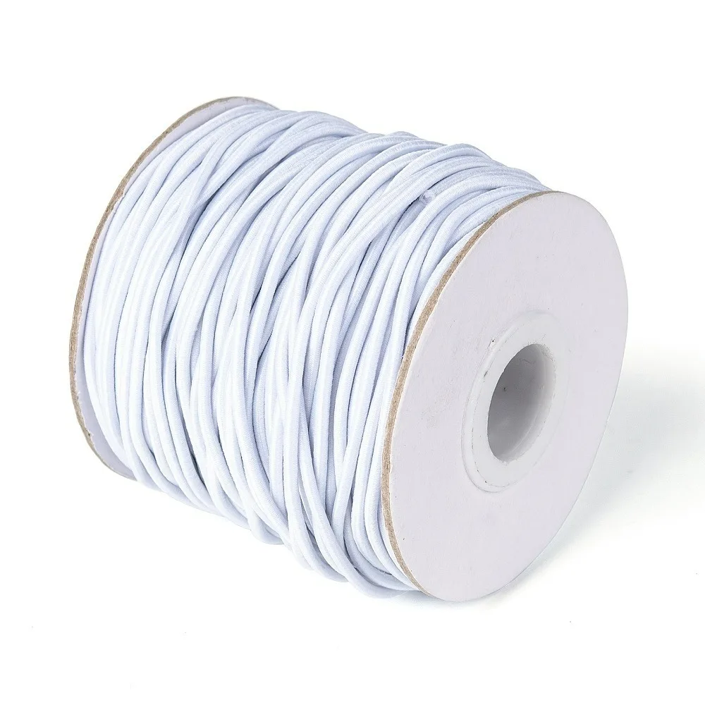 

1roll Round Elastic Cord with Nylon Outside and Rubber Inside White 2mm 43.74 yards(40m)/roll