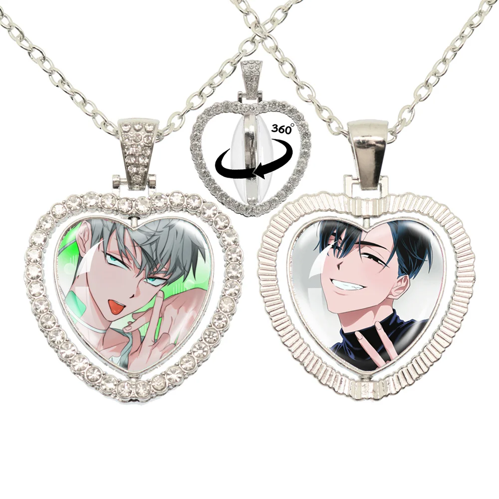 Anime ALIEN STAGE Mizi Sua Till Ivan Hyuna Luka Rotating Heart Pendant Necklace Charm Jewelry Fans Couples Gifts