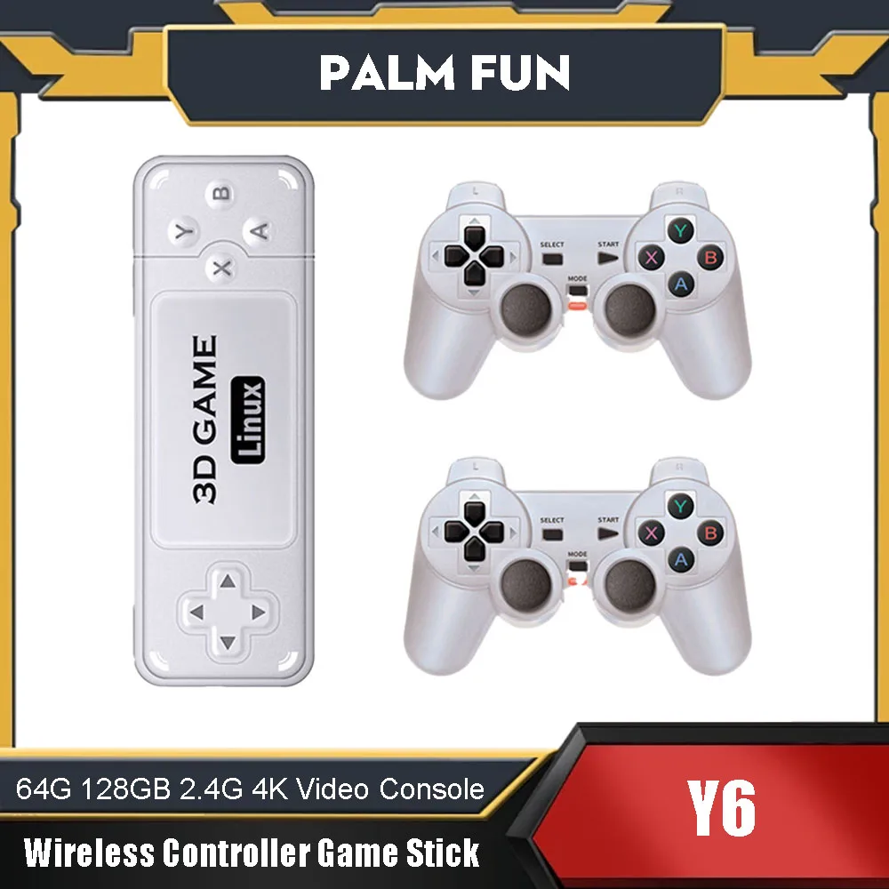 Y6 Retro Game Console 2.4G Wireless Gamepad HDMI Output Low Latency TV Game Stick Dual Handle Portable Home Retro Game Console