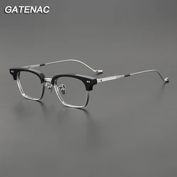 2024 New Titanium Acetate Eyeglasses Frame Men Square Retro High Quality Glasses Frame Women Korea Luxury Brand Designer Eyewear