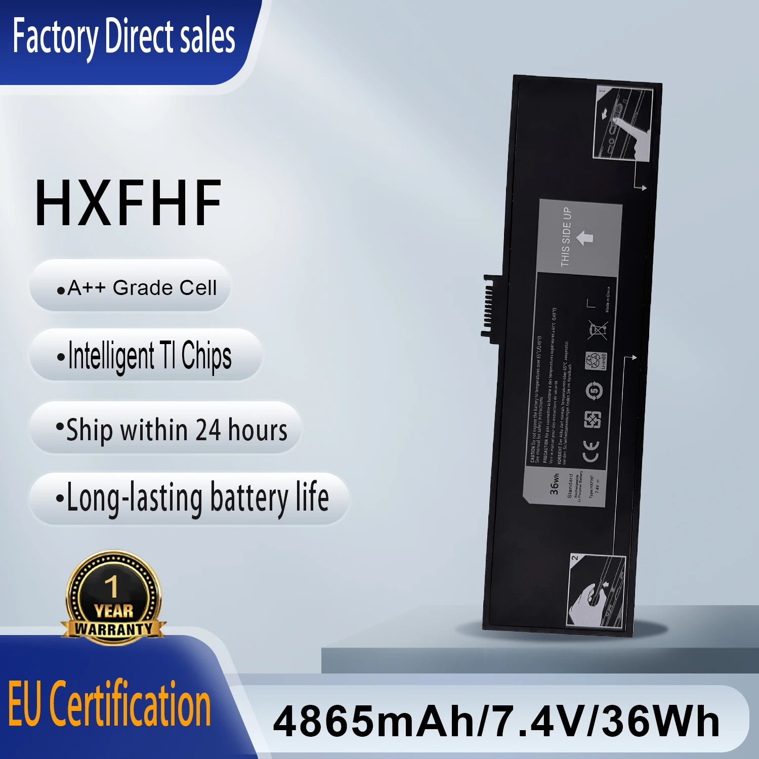 New HXFHF VJF0X VT26R XNY66 7.6V 36Wh Laptop Battery For Dell Venue 11 Pro 7130 7139 T07G001 451-BBGR 0VT26R 451-BBGR 451-12170