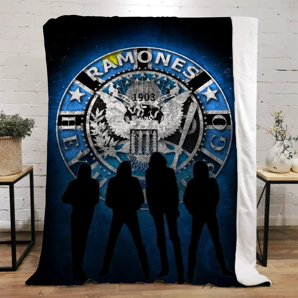 Ramones Designer Throw Blanket Fluffy Hairy Blankets for Bed Microfiber Bedding Home and Decoration Knitted Plaid Beach Towel