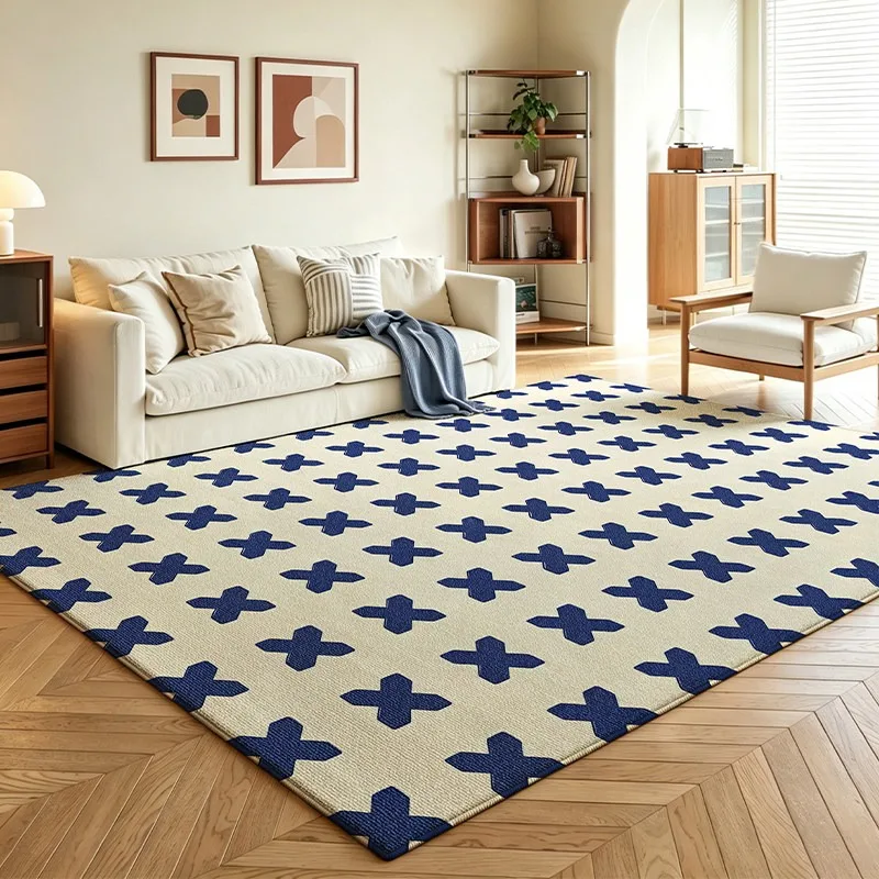 Living Room Bedroom Carpet Stain-resistant Wear-resistant Floor Mat Luxury Blue Geometric Pattern Rug Home Decor Carpets Ковер