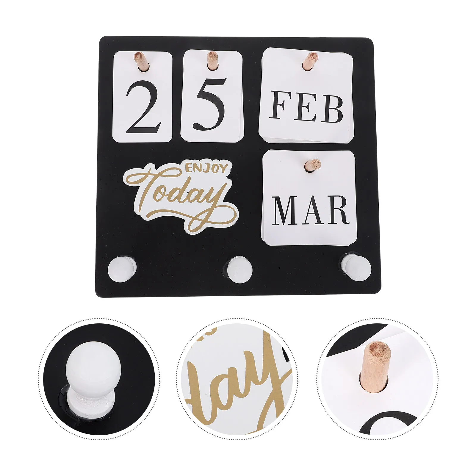 1Set Wood Desk Calendar Organizer For Entryway Wall Fall Home Decor Perpetual Mount Black Minimalist Hook Living