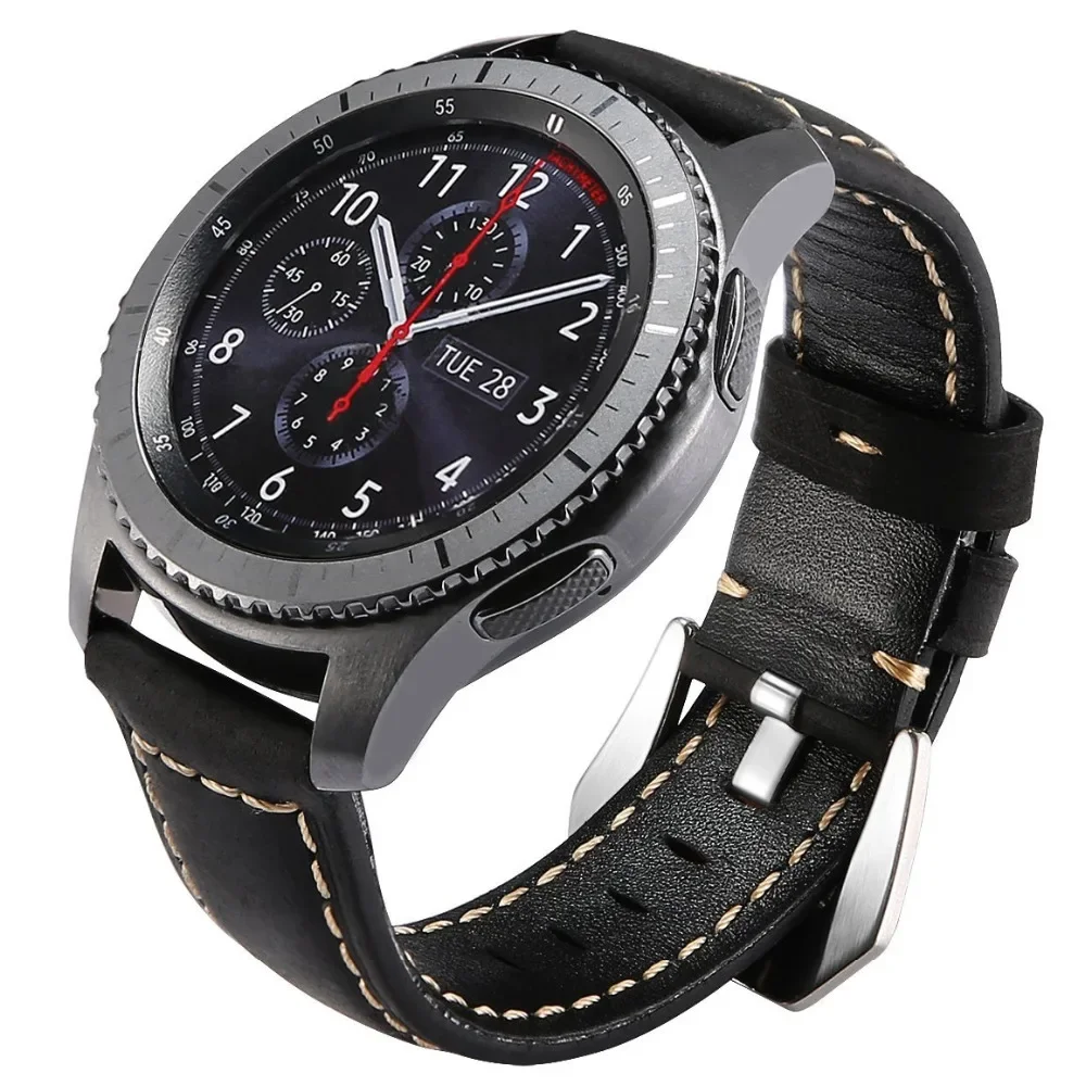 Cinturino in pelle da 22 mm per Samsung Galaxy watch 3 45mm/46mm Gear s3 Frontier braccialetto smartwatch Huawei watch GT-2-2e-pro GT2E cinturino