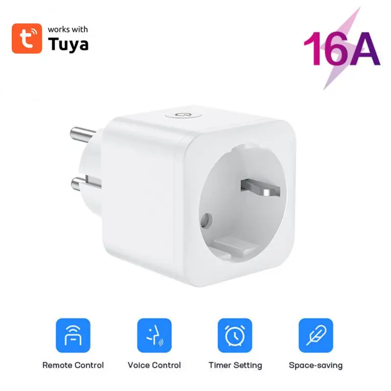 Tuya WiFi+Bluetooth Dual Mode Smart Socket EU Plug 16A with Power Metering Alexa Voice Control Smart Life App Remote Control