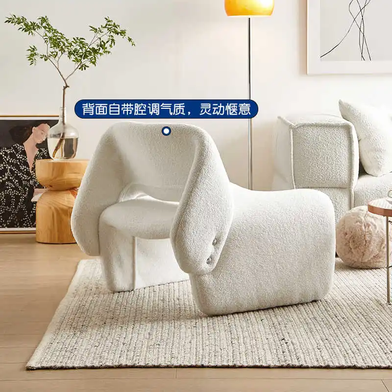 Qiaoyu Nordic Small House Internet Celebrity Alien Living Room Lamb Fleece Hippopotamus Chair Leisure Single Balcony Lazy Sofa C