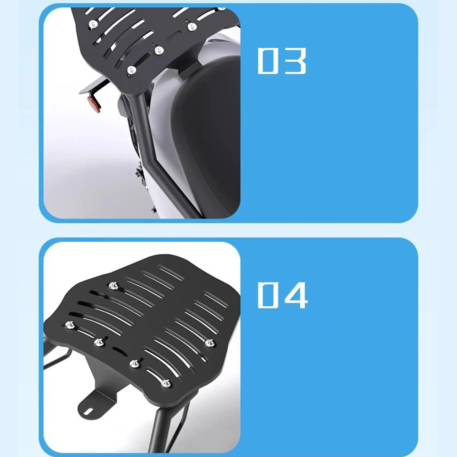 Motorcycle Luggage Rack Stainless Steel Adjustable Tour Pack Rack Wear-Resistant Trunk Rack Motorcycle Accessories for Daily ﻿
