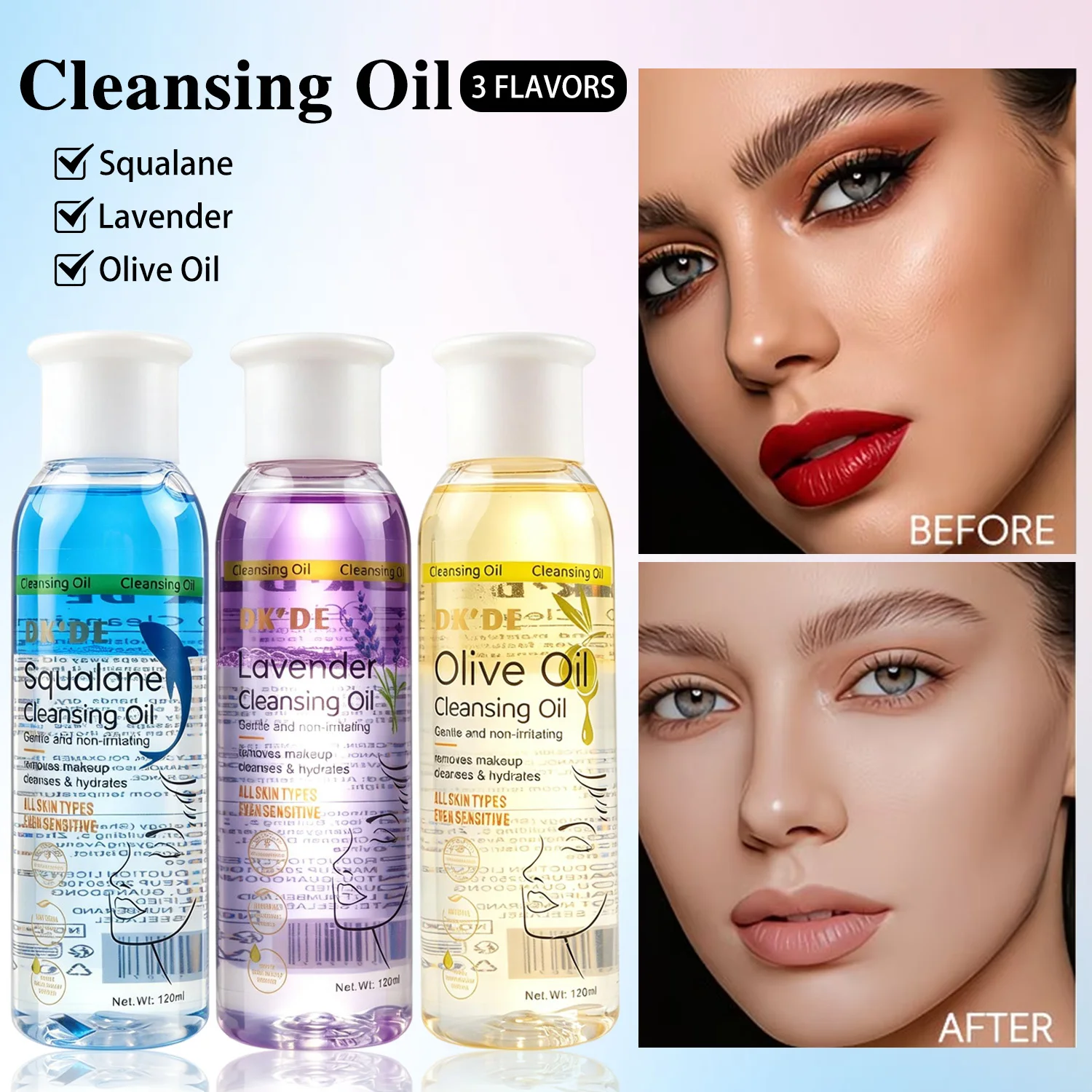 Gentle Purifying Cleansing Oil, Moisturizing & Non-Irritating, Fast Dissolves Waterproof Makeup, Suitable for All Skin Types