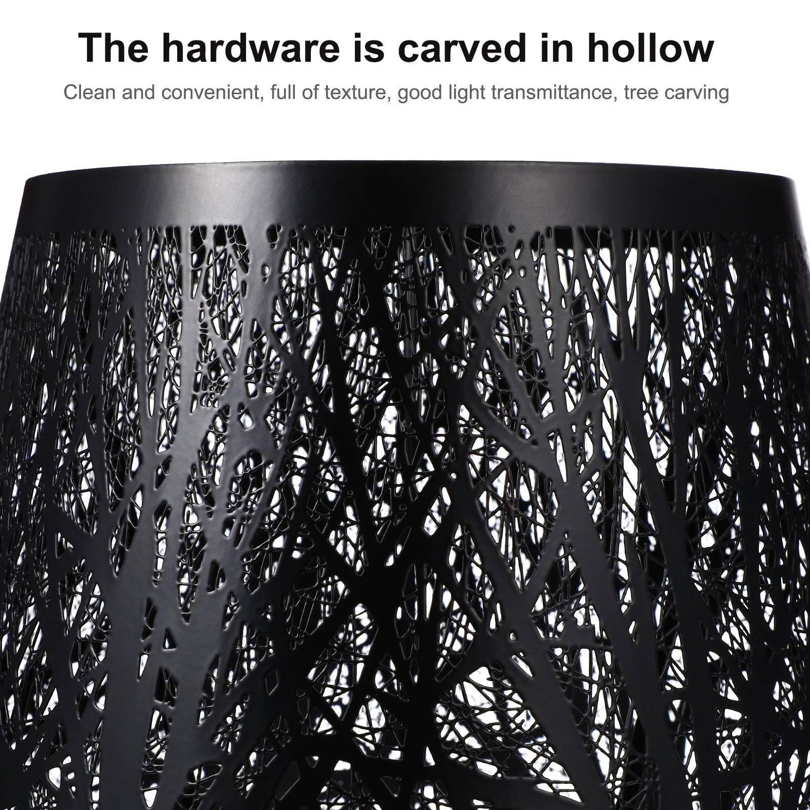 

Wrought Iron Lampshade Covers Black Hollow Tree Shadow Design Large Round Metal Lamp Shades for Floor Table Lamps Modern Drum