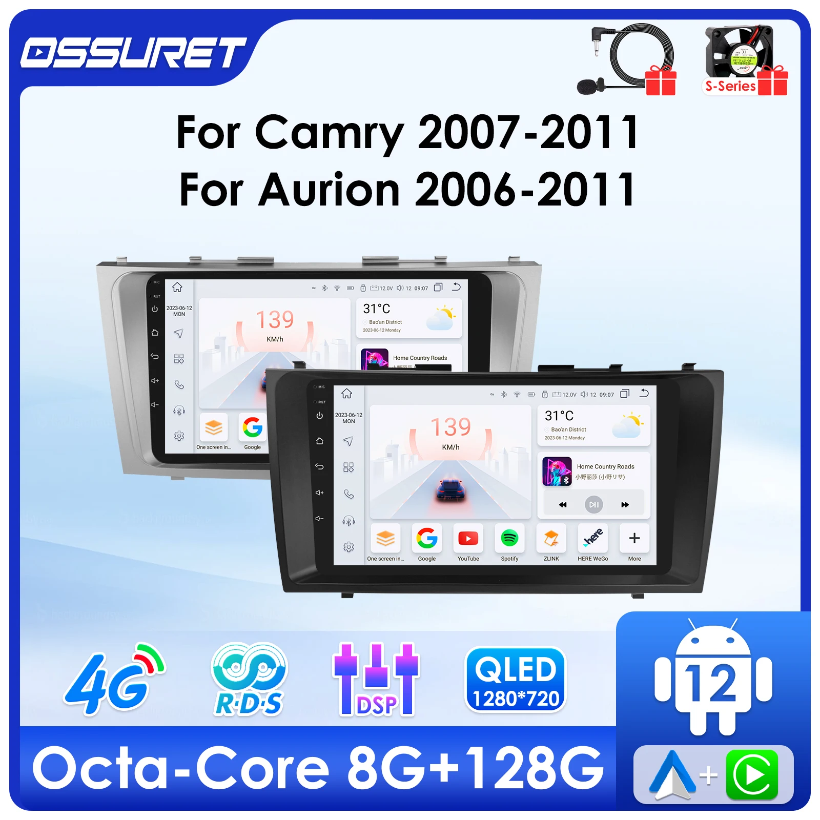 

4G Carplay Android Car radio For Toyota Camry 2007-2011 AURION multimedia Video player GPS navi Stereo Autoradio 2din BT Screen